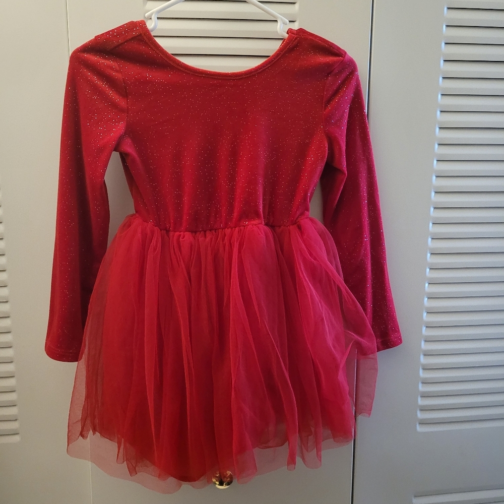 Cat & Jack Red Glitter Tulle Holiday Dress Size Medium